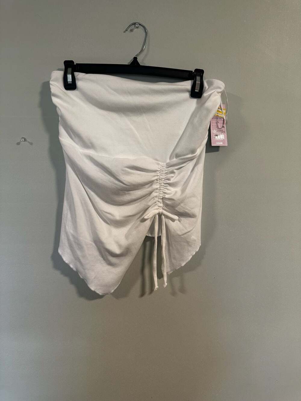 Wild Fable White Ruched Side Drawstring Asymmetric Hem Tube Top